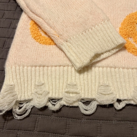 Altar’d State- Women's Distressed Smiley Sweater-L - Picture 2 of 8